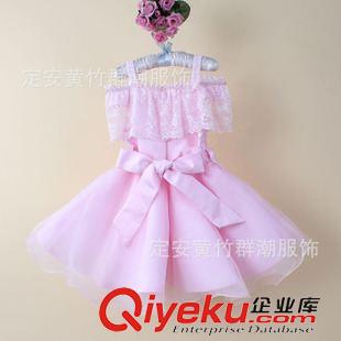 纱裙/礼服 欧美爆款蕾丝公主裙  baby 热款时尚花童裙批发 H6921 粉红色