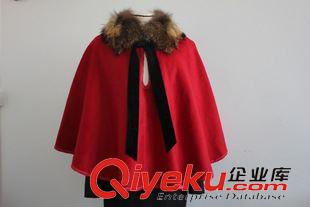 披肩 經(jīng)典格子羊絨毛領(lǐng)披肩連帽斗篷帶帽圍巾純羊毛披風(fēng)制衣廠加工定做
