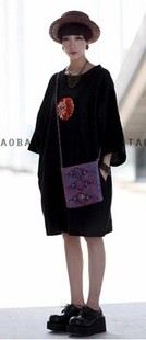 工作服 出口中東外貿寬松大碼印花圖案純棉中長款長袖t恤女 貼牌加工定做原始圖片2