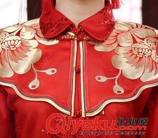 工作服 新款紅色敬酒服中式結(jié)婚禮服修身改良長(zhǎng)袖長(zhǎng)款嫁衣制衣廠加工定做原始圖片2