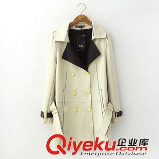 9月下旬上新 2015春秋新款gd女裝中長款雙排扣腰帶韓版風衣修身顯瘦女式外套
