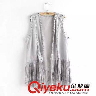 9月下旬上新 2015秋季新款女裝手工穿帶鏤空流蘇時(shí)尚無袖麂皮絨馬甲女 現(xiàn)貨原始圖片3