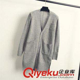 8月下旬上新 韓國東大門秋冬新款韓版貼布補(bǔ)丁V領(lǐng)單排扣針織外套針織開衫原始圖片3