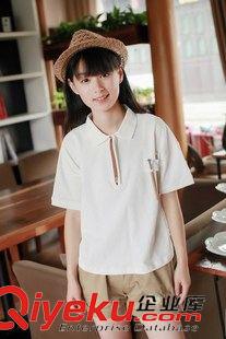 6月中旬上新 2015夏季新款個性刺繡鉛筆蝙蝠袖翻領t恤 女士t恤批發(fā)原始圖片2