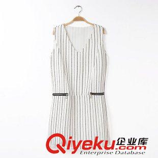 ZA 歐洲站dp同款淺色條紋V領雙口袋連衣裙 外貿夏季新品原始圖片2