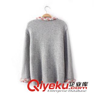 H 2014歐洲站秋冬明星同款手工編織暗扣開衫毛衣女原始圖片3