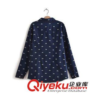 H 2014歐美新款女式dp自行車(chē)印花純棉襯衣高品質(zhì)外貿(mào)原單襯衫原始圖片2