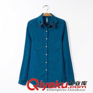 DA 歐洲站秋冬新款現(xiàn)貨同款手指牛仔襯衫襯衣女原始圖片2