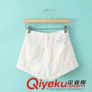 AA 爆款美國dp楊珊珊同款高腰白色黑灰翻邊牛仔短褲 女 短款夏原始圖片2
