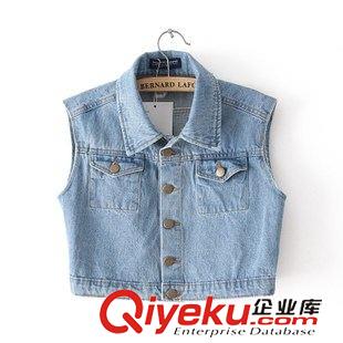 AA 歐洲站明星同款美國(guó)dp復(fù)古短款牛仔馬甲背心 金典款式長(zhǎng)期有貨原始圖片2