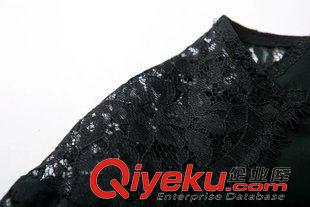 明星同款 2015歐洲站春新款歐美女裝 蕾絲拼接袖性感連衣裙 速賣通ebay熱賣