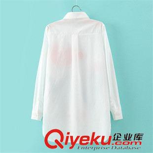 明星同款 2015春夏李冰冰明星同款郁金香印花中長款翻領長袖全棉襯衫襯衣女