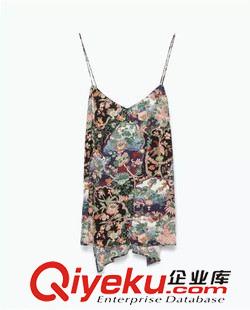 套裝 歐洲站2015女裝新款 歐美印花寬松長褲+吊帶不規(guī)則小背心套裝女原始圖片2