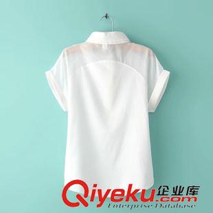 套裝 2015夏新品女裝韓版修身翻領(lǐng)短袖襯衫+印花半身裙兩件套時尚套裝原始圖片3