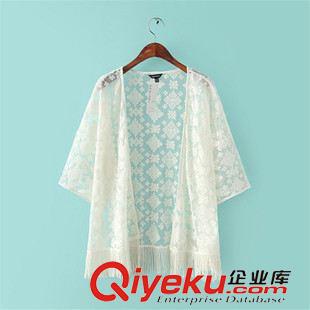 和服式外套 2015春夏新款韓版刺繡網紗和服式七分袖開衫防曬服外套上衣女批發