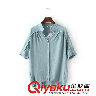 短袖襯衣 夏季新款韓國東大門簡約時尚v領包邊魚尾襯衫襯衣 女