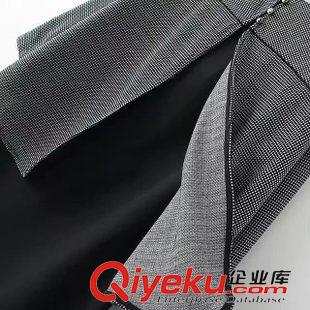 T恤 歐洲站2015秋季新款小方格大碼寬松拼接雪紡上衣長(zhǎng)袖T恤 女士上衣原始圖片3