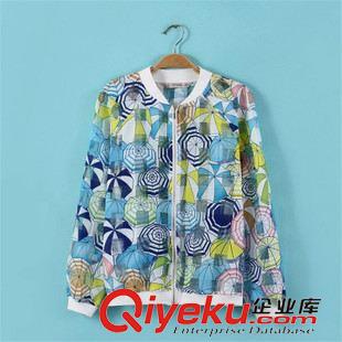 防曬衣 2015夏季新款歐美印花ts長袖立領(lǐng)棒球服外套防曬服防嗮衣女