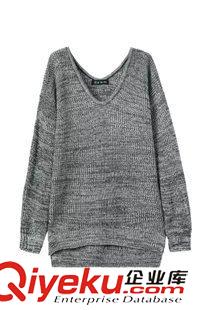 毛衣 欧美风性感大V领宽松套头女式毛衣Sweater  定制女装外贸zg