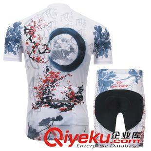 短袖套裝/背帶套裝 XINTOWN新款風(fēng)梅騎行服短袖套裝 自行車服 夏季吸濕排汗衣褲