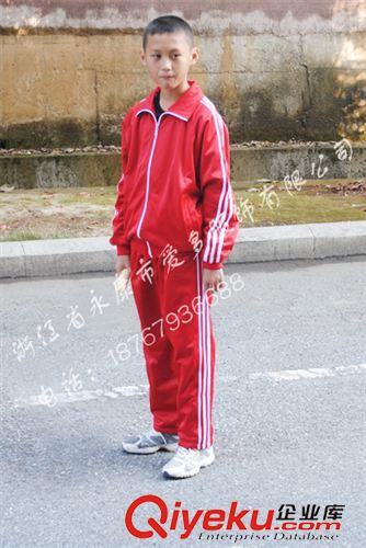 學生春秋校服系列 愛多校服白條紋紅色校服套裝中小學生初中生校服秋冬長袖校服套裝原始圖片2