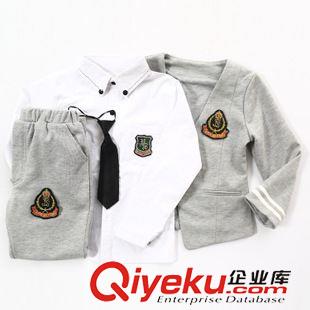 學(xué)生冬裝校服系列 愛多春秋冬款英倫校服灰色小西裝白襯衫幼兒園園服兒童合唱演出服原始圖片3