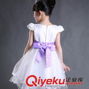1件代發 一件代發2015童裝新款短袖釘珠花邊禮服玫瑰花拼色網紗公主裙童裙原始圖片2