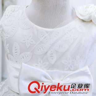 新品预定 预定 花童婚纱白色礼服裙蕾丝网纱公主裙单肩玫瑰花装饰童连衣裙