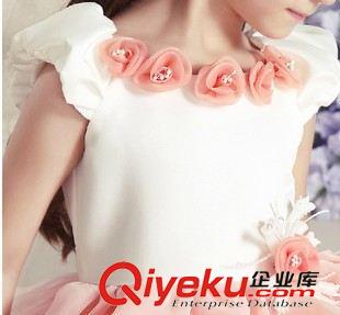 連衣裙 一件代發歐美新款童禮服花童禮服裙兒童婚紗花朵拼色連衣裙童裙女原始圖片3