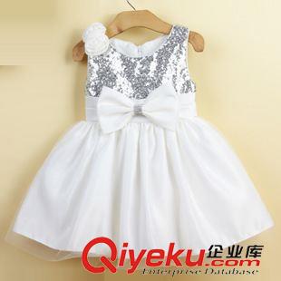 禮服小組 整手2015新款批發(fā)小童花童禮服亮片公主裙肩花裝飾女童連衣裙原始圖片3
