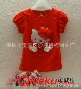 男童/女童T恤 整手起批外貿(mào)批發(fā)新款純棉T恤可愛(ài)心形Kitty貓圖案TUTU TOP B2W2原始圖片3