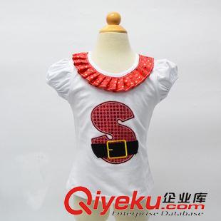 男童/女童T恤 整手批發(fā)兒童T恤衫可愛圣誕節(jié)小鹿貼花t恤百搭泡泡袖純棉女童上衣