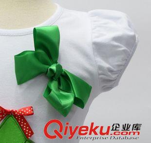男童/女童T恤 整手批發(fā)2015女童綠色圣誕樹貼花T恤衫可愛蝴蝶結圓領純棉打底衫原始圖片2