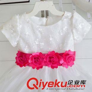 預(yù)定款 整手預(yù)定 兒童禮服裙玫紅小花腰帶連衣裙網(wǎng)紗繡花公主裙演出服女原始圖片3