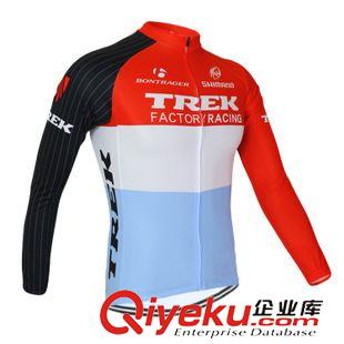 長袖騎行服上衣 環(huán)法車隊版 TREK 紅色催克 長袖騎騎行服套裝訂做 網(wǎng)眼長袖上衣男