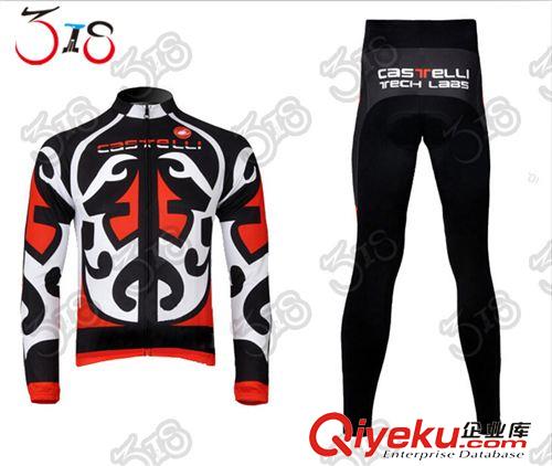 長袖抓絨騎行服 2015臉譜 長袖網(wǎng)眼騎行服套裝定制 車隊(duì)版 秋季男款加大碼定做原始圖片3