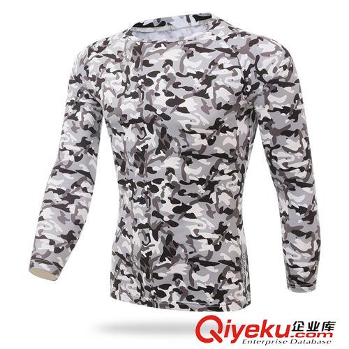 秋冬保暖健身衣 沙漠迷彩彈力秋冬磨毛保暖緊身衣健身服速干衣外銷熱賣廠家直銷原始圖片3