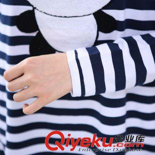 秋季孕婦裝 2015 秋裝新款時尚韓版孕婦裝孕婦打底衫中長款條紋T恤衫原始圖片2