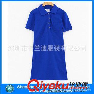 女式POLO衫 定做女士POLO領(lǐng)長(zhǎng)款T恤 女式半紐扣短袖翻領(lǐng)純色休閑T恤原始圖片3