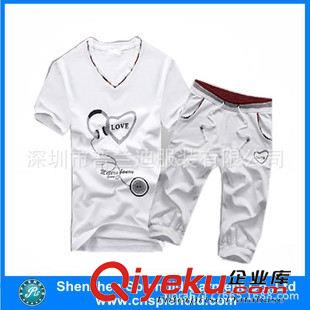其它球服 夏季新款女式休閑運動套裝 短袖七分褲運動裝 V領(lǐng)運動服兩件套原始圖片2