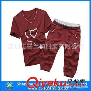 其它球服 夏季新款女式休閑運動套裝 短袖七分褲運動裝 V領(lǐng)運動服兩件套原始圖片3