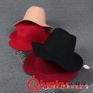 全部產品 廠家韓國新款春秋冬天女帽英倫羊毛呢禮帽爵士帽大沿男士呢子氈帽