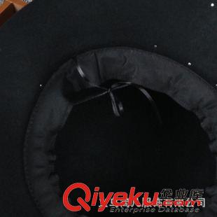 9月新款 gd定制{dj2}秋冬天日系珍珠蝴蝶結羊毛呢禮帽漁夫盆帽子女士秋季原始圖片3