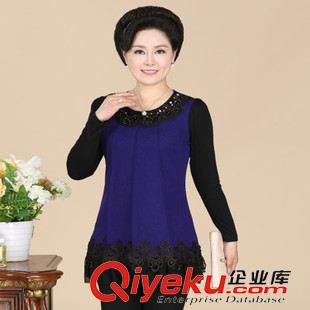 T恤 2015新品中老年女裝春秋裝長袖T恤媽媽裝大碼加胖中長款打底衫女原始圖片3