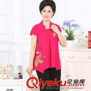 連衣裙  套裝 2015中老年媽媽裝夏裝女裝短袖大碼短袖t恤中年媽媽套裝l女原始圖片2