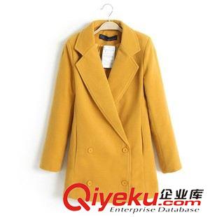 時尚上裝 2013冬爆款韓版雙排扣羊毛呢子寬松夾棉大衣中長款bf風格加厚外套原始圖片3