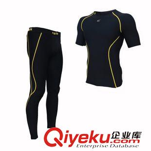 套裝 廠家直銷男士速干緊身服套裝籃球戶外運動服健身彈力短袖長褲套裝原始圖片2