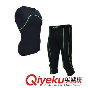 套裝 加工訂做 男式四針六線速干透氣緊身服 健身運(yùn)動(dòng)運(yùn)動(dòng)壓縮衣套裝