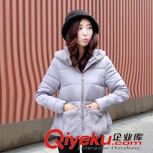 時(shí)尚秋冬棉衣 2015冬季韓版新款兔毛口袋短款時(shí)尚羽絨棉服原始圖片3