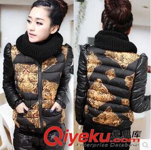 時(shí)尚秋冬棉衣 2015冬新品棉衣女短款羽絨棉服印虎頭小棉襖韓范外套送圍脖原始圖片3